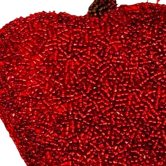 Vintage glass beaded red and green Apple change purse - Picture 2 of 7